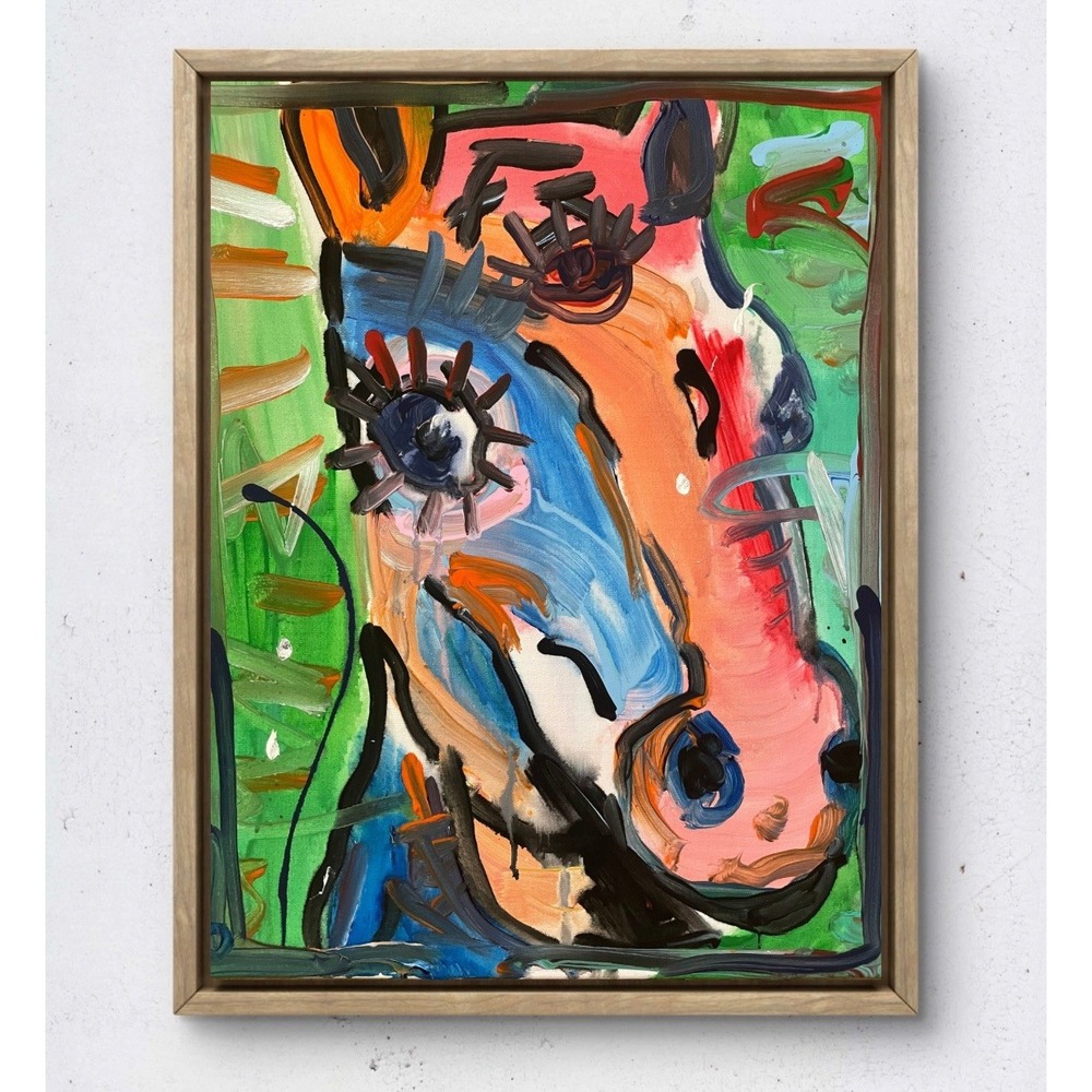 Oman Original Neo Expressionist Horse Painting 16x20 Acrylic Canvas Pop Art